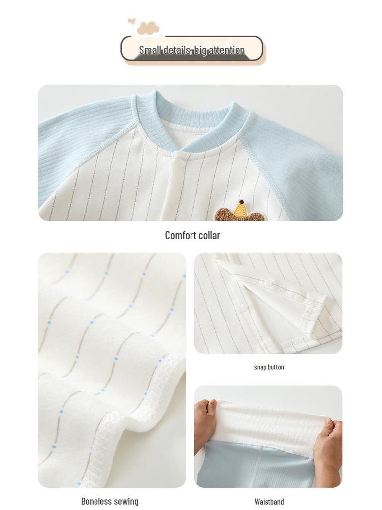 High Waist Pure Cotton Infant Set - Newborn Autumn/Spring Clothes & Pants with Belly Protection