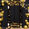 1pc Black Golden Happy Birthday Photo Booth Prop for 30/40/50/60th Milestone Celebrations Birthday Party Decoration Backdrop