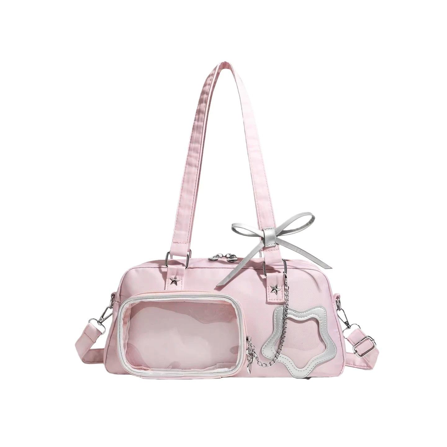 Market-6 Nieuwe Zoete Polka Dot Ita Bag Niche Design Ketting Dames Crossbody Tas voor Werk, Feest, Comic Beurs Schoudertas 33X15X9CM roze