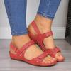 Spring and summer new flat-bottomed muffin women's sandals thick-soled Velcro hollowed-out wedge heel beach sandals women