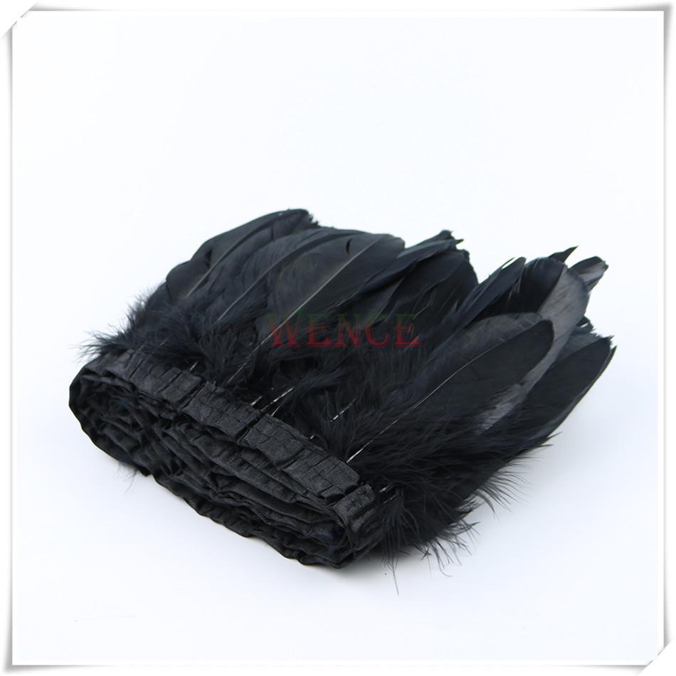 High Quality Multicolor Goose Feather Trims 2yards 6-8inches/15-20cm Fringed Feather Trim for Skirt/costumes Ribbon Feathers