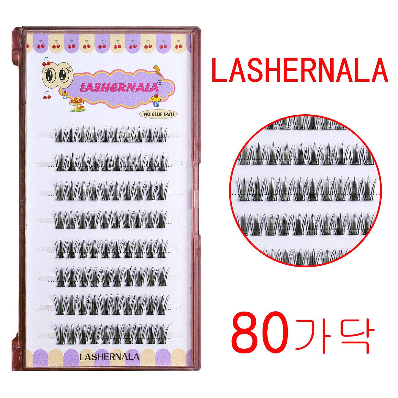 Lashernala 80-strand eyelash extensions, no-glue eyelashes, eyebrow extensions, single-strand eyelashes, cat eye heart signal one color