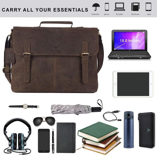 WildHorn Leather 15 inch Laptop Bag for men I Office Bags I Travel Bags I Casual Bags (Brown)