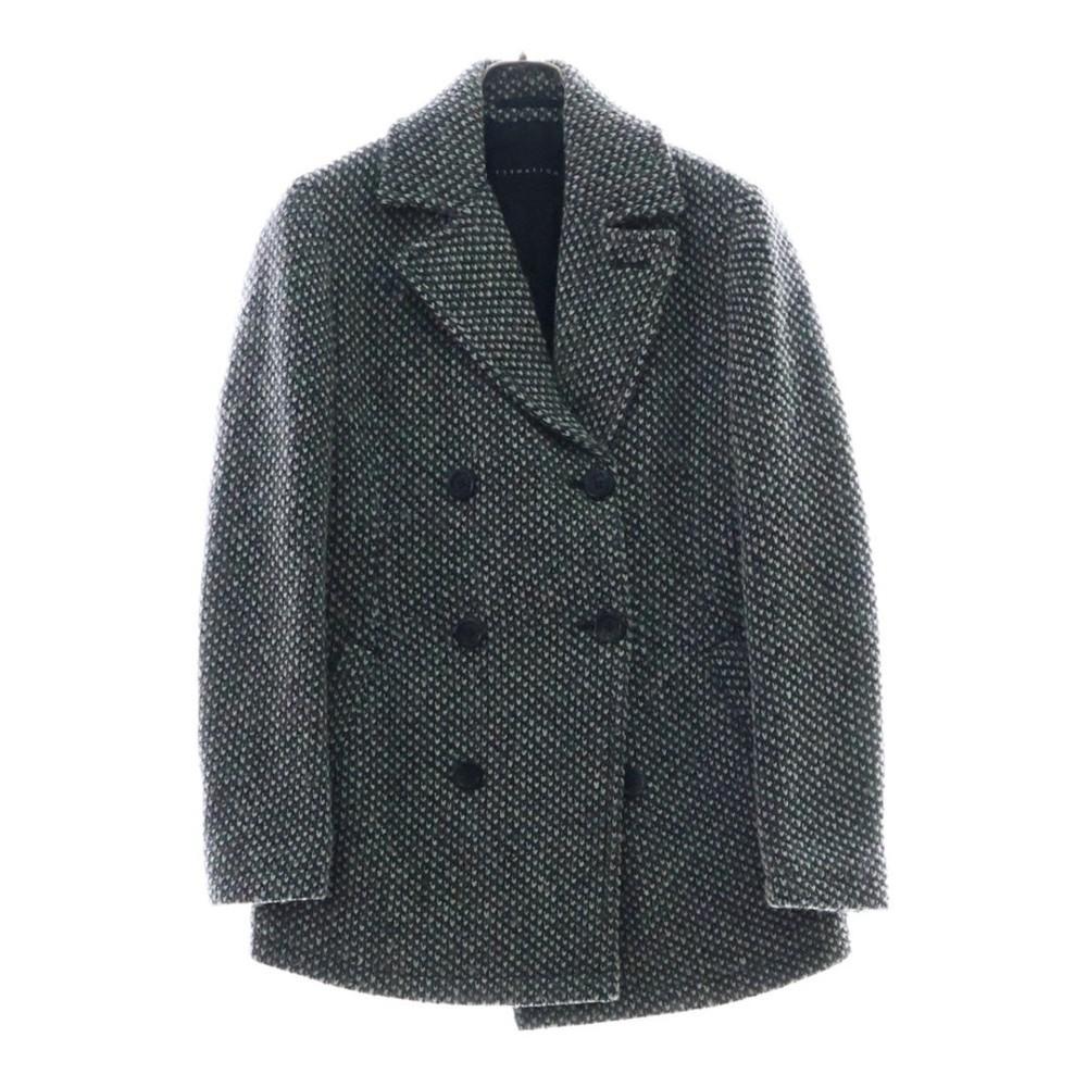 ESTNATION Estonation Double Button Houndstooth Peacoat Wool Polychester Used a36 Unisex T-Shirt M