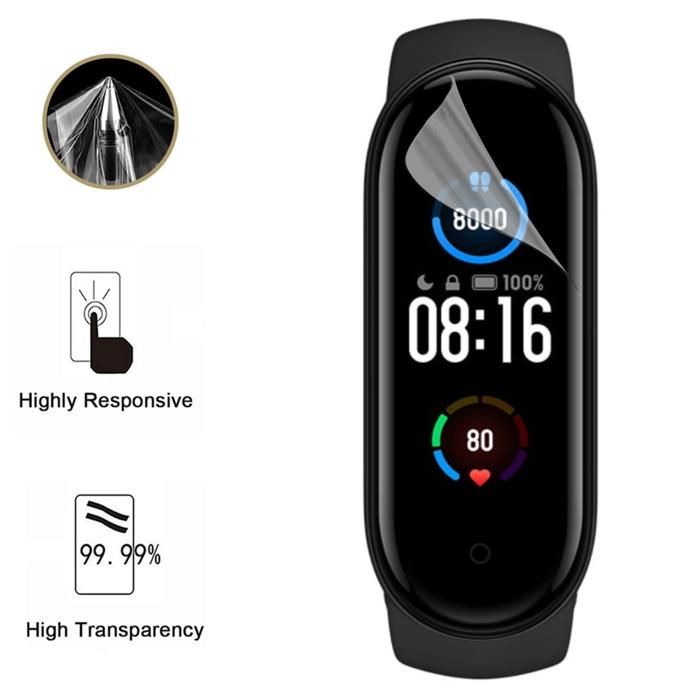 Screen Protector for Xiaomi Mi Band 5 [6 Pack] Ultra Thin Resistant Protective Plastic Film Phonillico