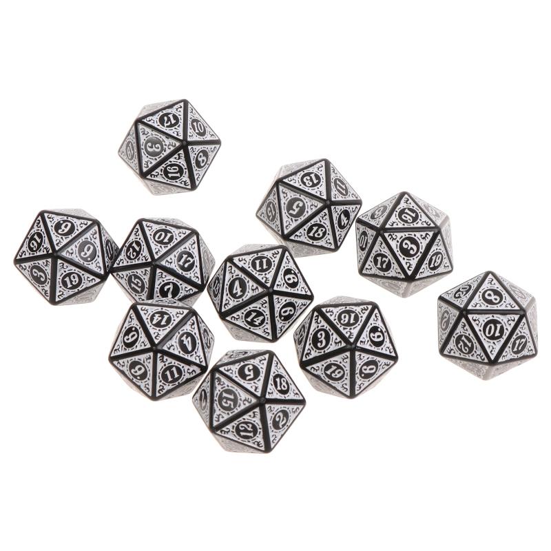 10Pcs 20 Sided Polyhedral Acrylic Table Game Dice D20 Dice for Math Dice Games Acrylic Dices Kit For Party