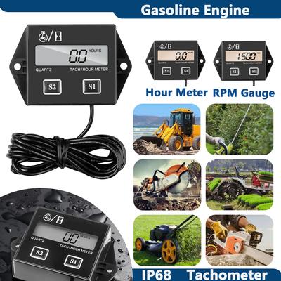 Medidor de Velocidad RPM Motor de Gasolina Impermeable Tacómetro de Motocicleta Contador de Horas de Trabajo 2/4 Tiempos Tacómetro Contador de Horas Pantalla LCD