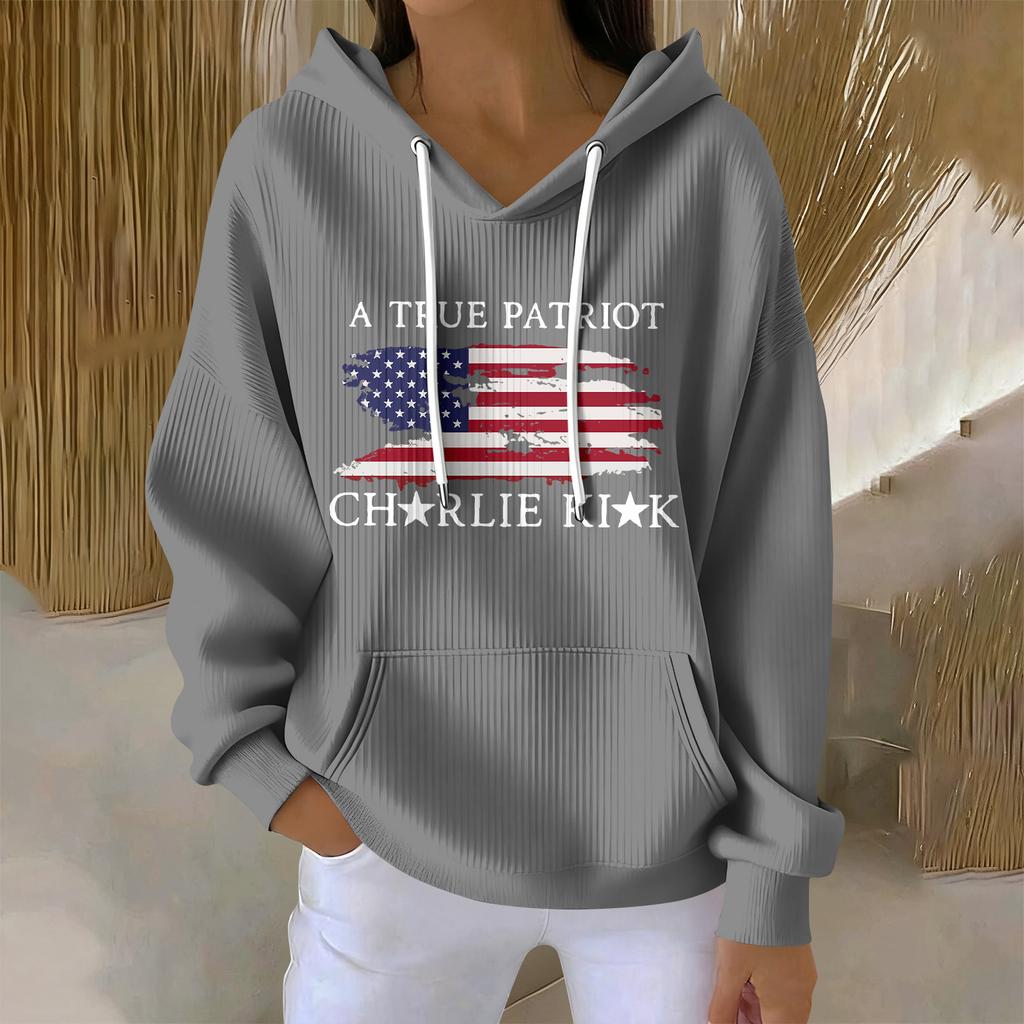 Women's Casual Fashion Print Long Sleeve Hooded Sweatshirt Top
