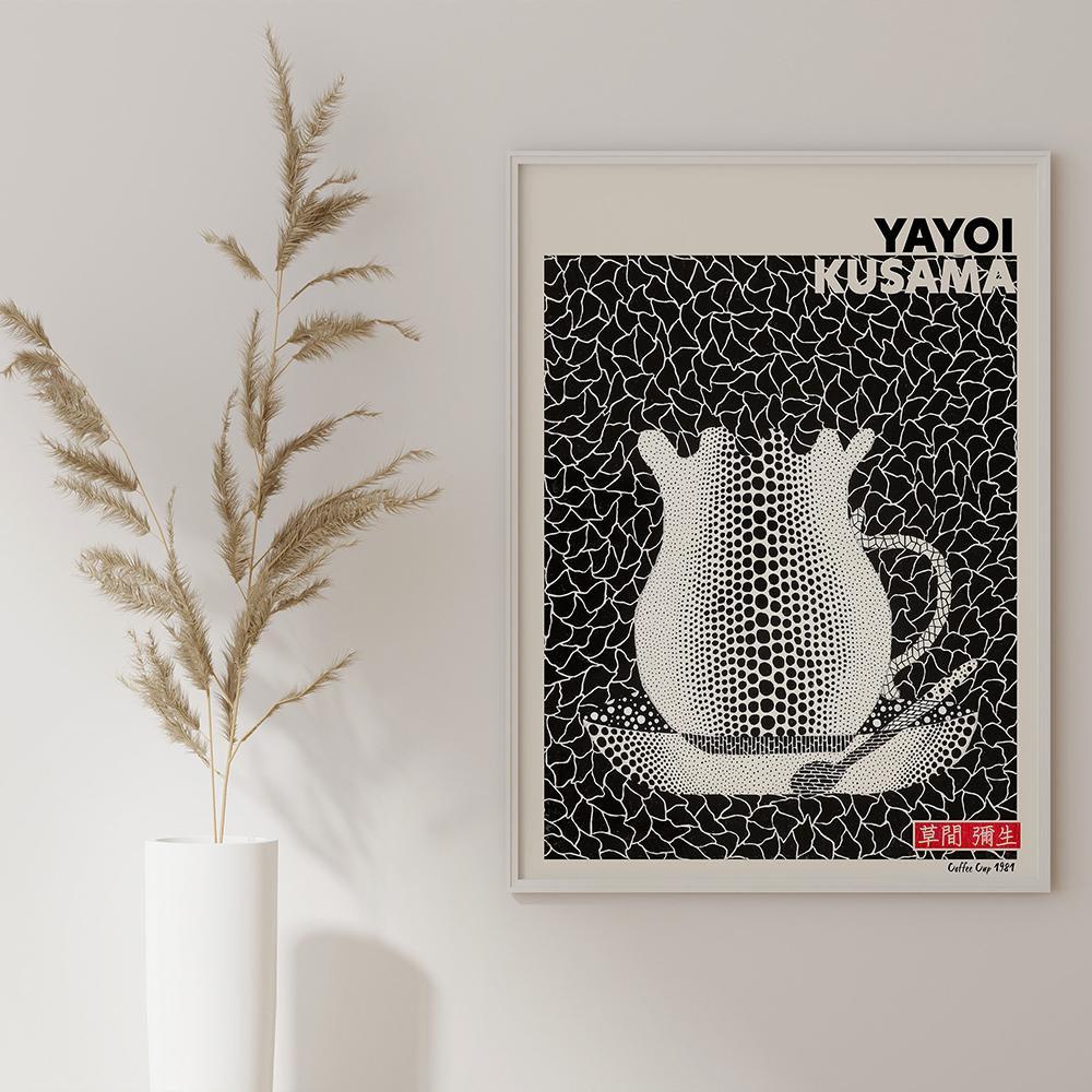 Japanese Art Ikko Tanaka Print Yayoi Kusama Red Dots Poster Vintage Exhibition Wall Art Canvas Painting Pictures for Living Room