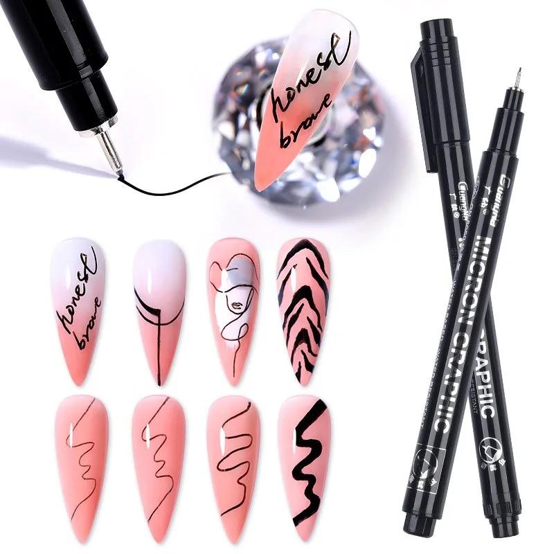 1/15pc Nail Art Paintbrush With Ultra-fine Drawing Lines Edges Quick Drying Waterproof Acrylic Marker Pen Graffiti Pen Nail Salo