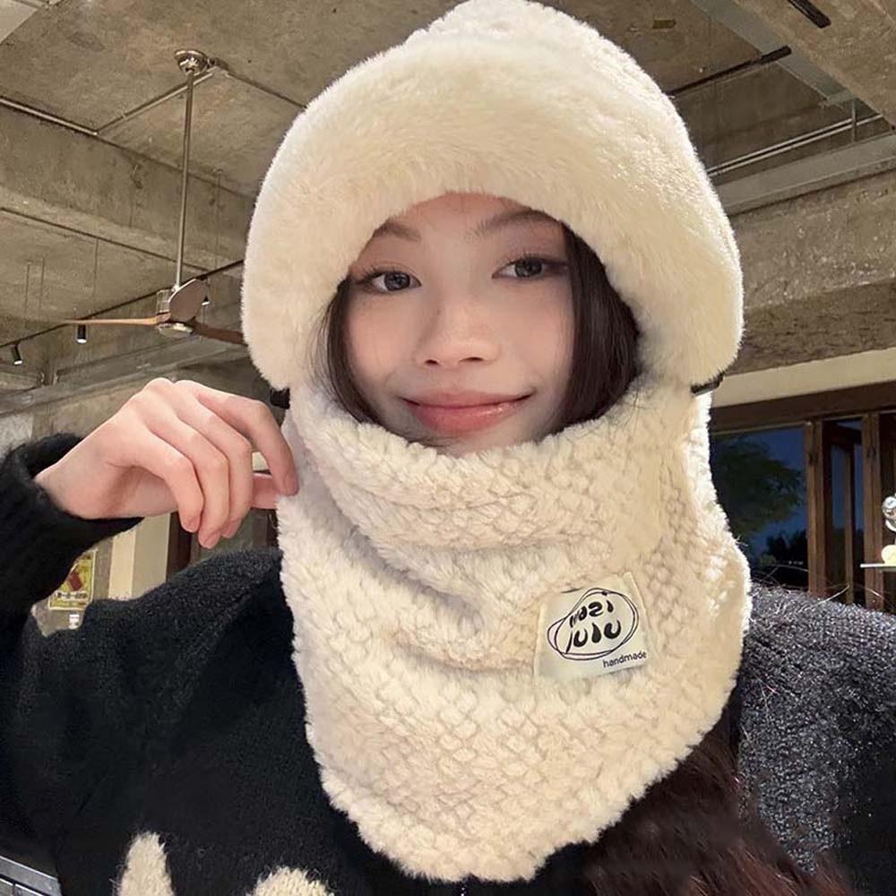 Plush Mask Woolen Hat 4 in 1 Cold Proof Scarf Fashion Pullover Mask Cap Anti-cold