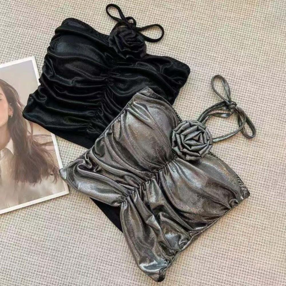Spice Girls Socialite Style Corset 3D Rose Flower Decoration Crop Tops Suspender Vest  Travel