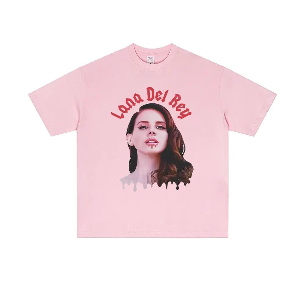 Singer Lana Del Rey Portrait Graphic TShirt Unisex Casual Cotton Loose Short Sleeve TShirt Mens Fashion Vintage Street Style