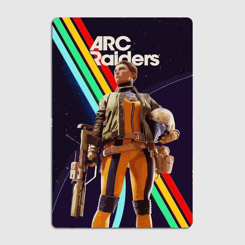 Poster Gioco Arc Raiders Segno Vintage Garage Camera da Letto Personalizzata Decorazione Murale Stanza Poster Decorativi per la Casa Poster Metallico Decorazione Interna