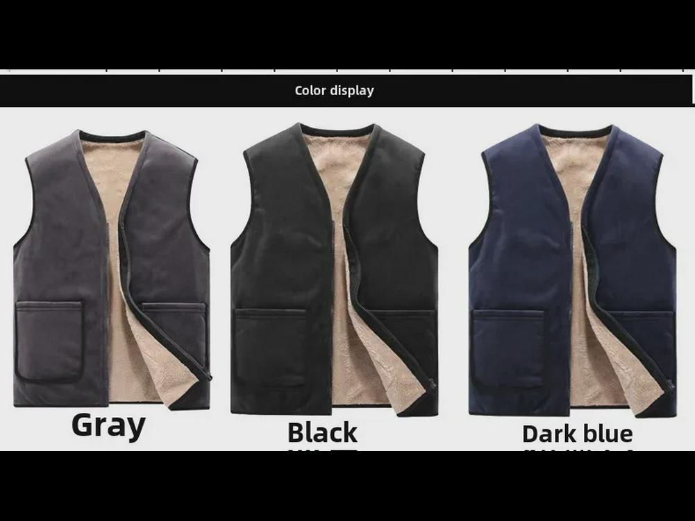 Pánská plus sametová bezrukávová vesta velkých velikostí pro podzim/zimu, pro teplo a ležérní pohodlí