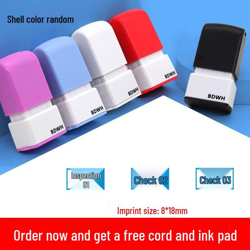 Medium QC Stamp: Auto-Inking, Employee & Pass Numbering, Inspection Approved.