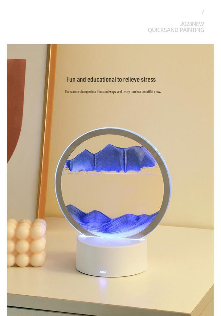 3D Flowing Sand Night Light - Artistic Desktop Decoration Lamp for Bedroom Ambiance