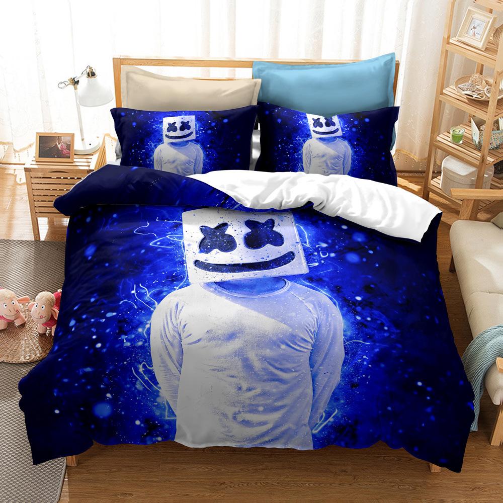 Home Textile Bedding Three-Piece Set 3D Digital Printing Cartoon Marshmallow Quilt Cover Pillowcase