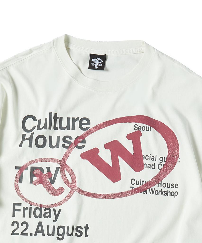 TRAVEL Culture House Pigment Short Sleeve T-Shirt Cream