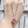 Korean Heart of the Ocean Necklace: Colorful Crystal Pendant, 18K Gold-Plated Titanium Steel, Light Luxury Clavicle Chain