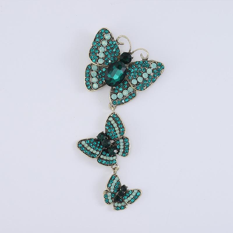 Creative Three Butterflies Retro Brooch, Alloy Diamond Temperament Fashion Accessory Pin
