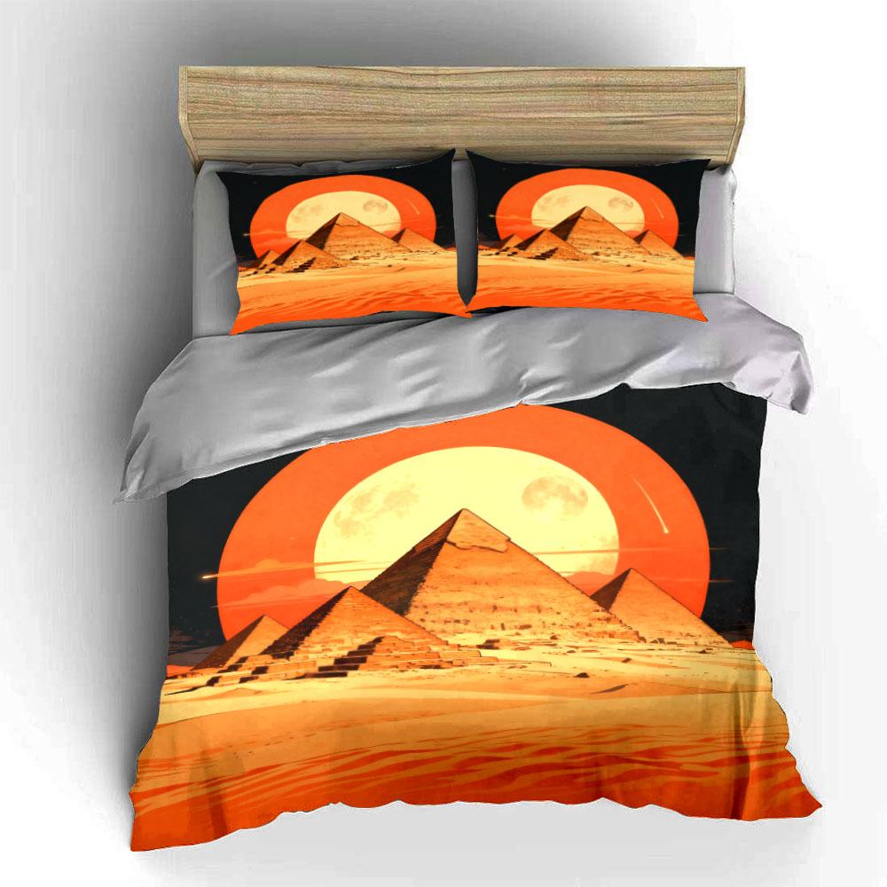 Pyramid Sunset Desert Art Decor Soft Comfortable Duvet Cover Bedding Set Included 1*Duvet Cover & 2*Pillowcases, Gift