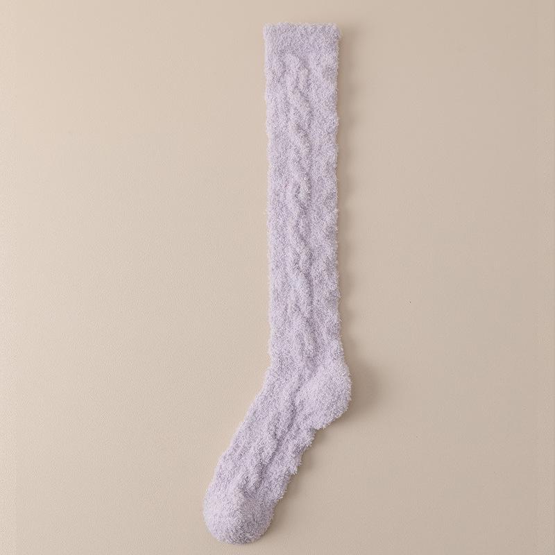 Women's Coral Fleece Knee-High Warm Socks - Velvet Lined, Non-Shedding, Thick for Autumn & Winter