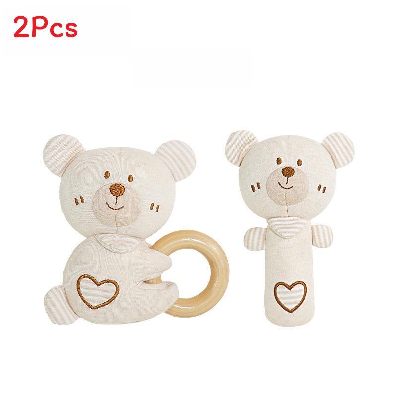 Baby Organic Cotton Rattle Set With Grasping And Soothing Features For Newborns