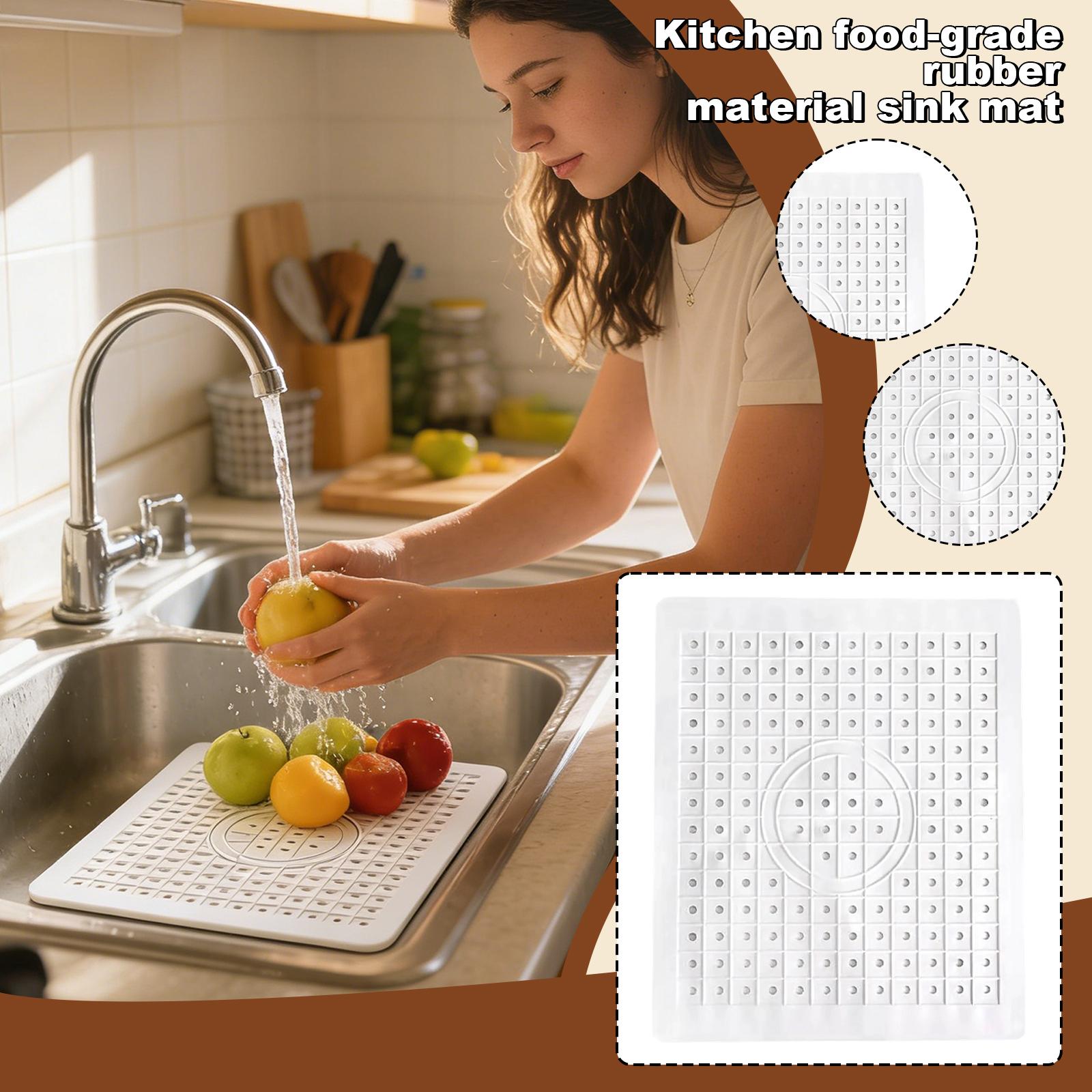 

Kitchen Sink Mats, 2,pack, Food,grade Rubber, Non,, Easy,to,clean, Sink Protector, Kitchen Mat. One Size