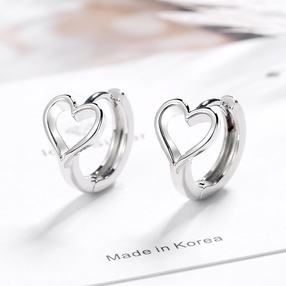 New 925 Sterling Silver Heart Stud Earrings For Women High Quality Exquisite Student Girlfriend Jewelry Accessories Heart Gift