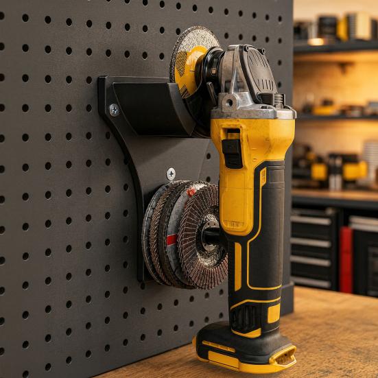 Organizador de Amoladora Angular, Montaje en Pared con Soporte para Almacenamiento de Discos, Soporte para Herramientas de Máquinas de Corte para Amoladora de Alta Resistencia, para Taller Garaje