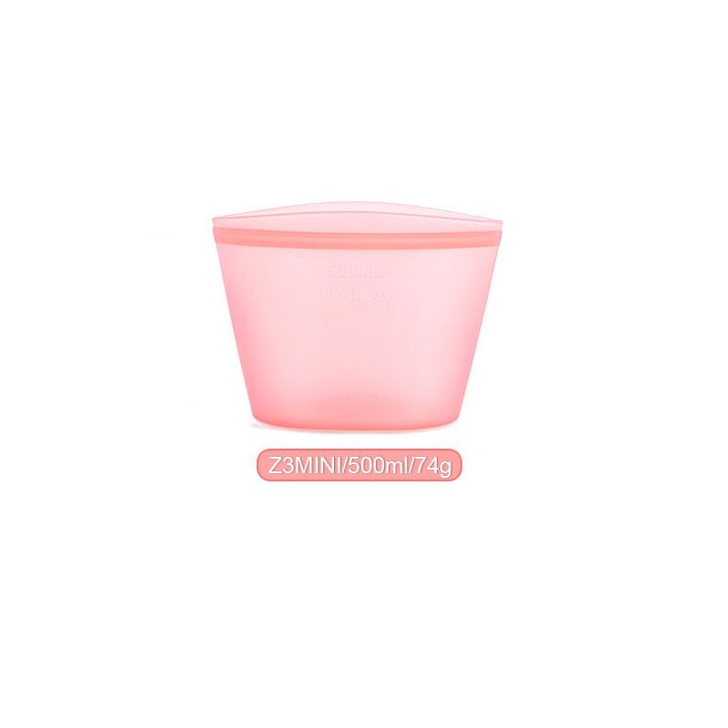 

1/3шт силиконовый мешок для хранения продуктов многоразовый стоячий мешок с застежкой-молнией герметичные контейнеры свежий мешок для хранения продуктов свежий мешок с застежкой-молнией 500ml розовый