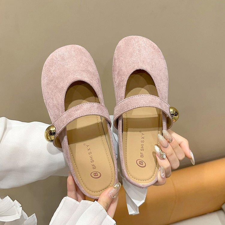 Sapato Único Francês Retrô de Boca Baixa para Mulheres na Primavera de 2025, Solado Suave e Macio, Sapato Único Amarelo de Sola Reta