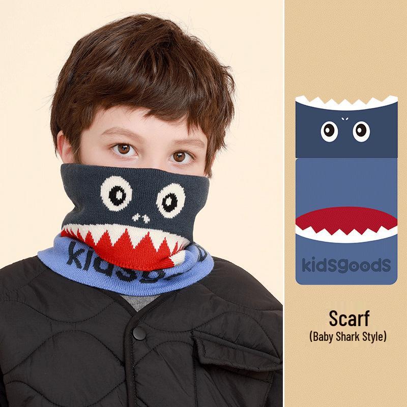 Set Căciulă cu Ciucure și Fular Călduros de Iarnă pentru Băieți, Căptușit cu Fleece