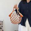 Foldable Leather Folding Tote Bag Large Capacity Woven Handbag Trendy Grocery Bag  Storage