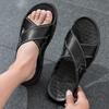 Foreign Trade 20252025 Tourism Outdoor Summer Men's Shoes One-word Slippers Cowhide Beach Sandals Large Size Men