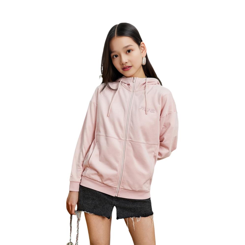 Li Ning Sports Fashion Series Letter Embroidery Solid Color Hooded Jacket Women Jacket Light-Water-Pink AWDR518-2