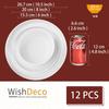 WishDeco Biały Porcelanowy Zestaw Obiadowy Obiad dla 4 i 4 Deser Kuchenka Mikrofalowa i Zmywarka Bezpieczne 12-częściowy (4 Talerze, Miski, Talerze) -