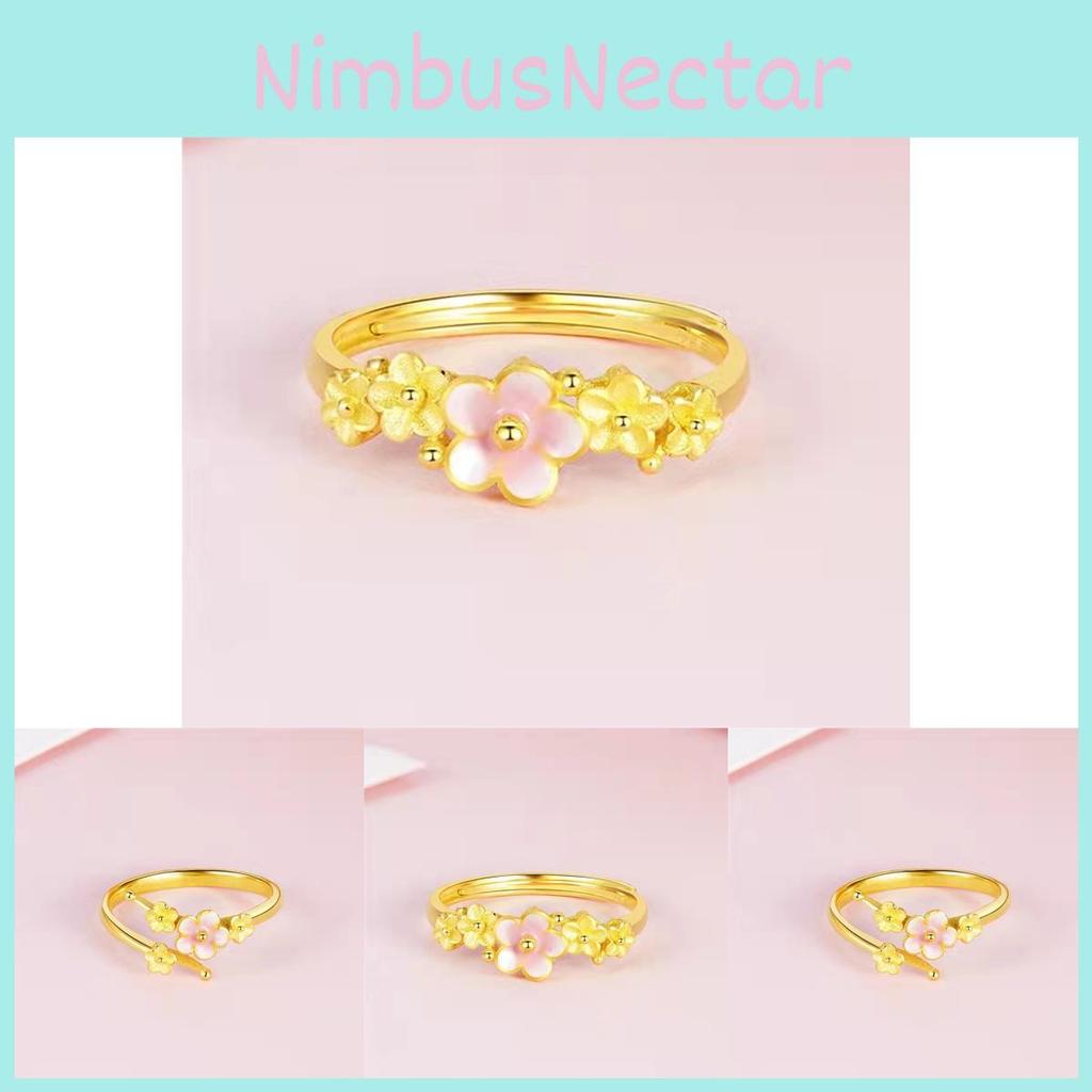 Simple Yet Elegant Peach Blossom Copper Gold Plated Ring For Women Fashion Adjustable
