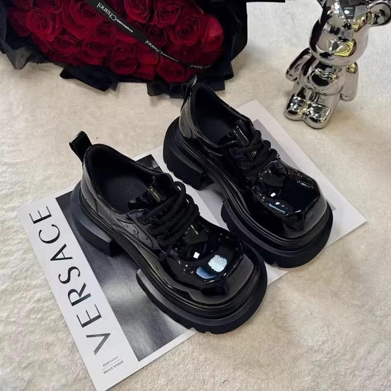 British Style Thick Soled Leather Shoes for Women 2026 New Height Increasing Loafers for Women