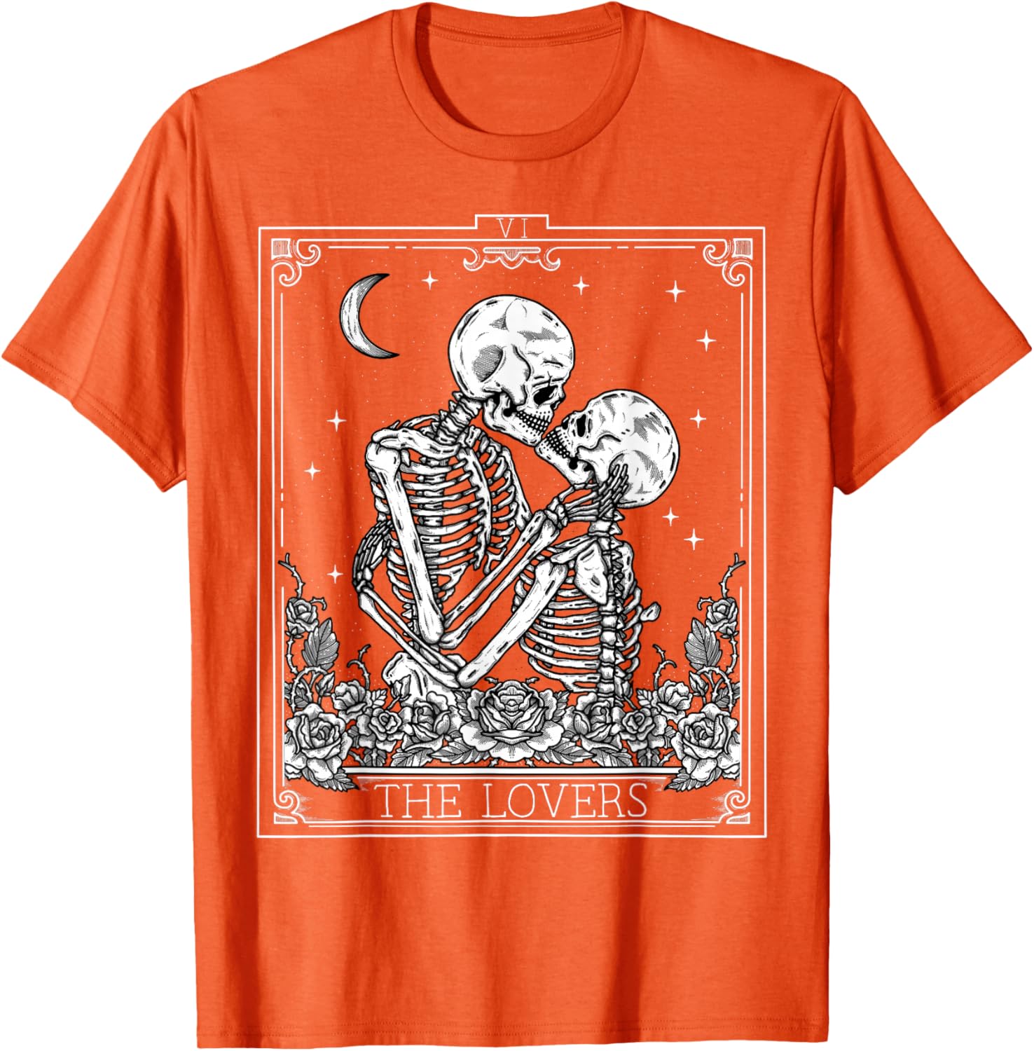 Skeleton Lovers Tarot Card Print Men s Cotton T-Shirt Vintage Goth Astrology Graphic Tee 4XL