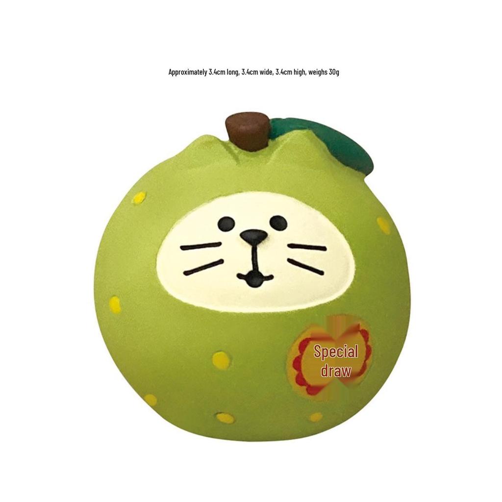 ZAKKA Autumn Harvest Resin Cat Figurine with Persimmon Tree - Trendy INS Blind Box Ornament