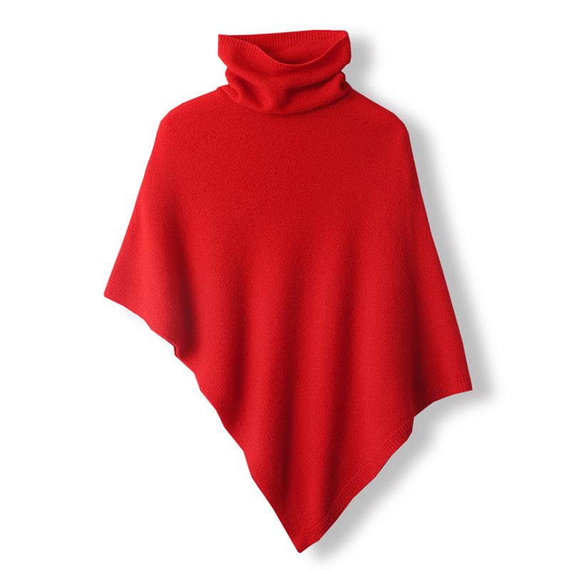 

Women Knitted Cashmere Wraps 2025 New High-neck Irregular Cape Shawl Autumn Winter Versatile Solid Color Casual Warm Scarf червоний