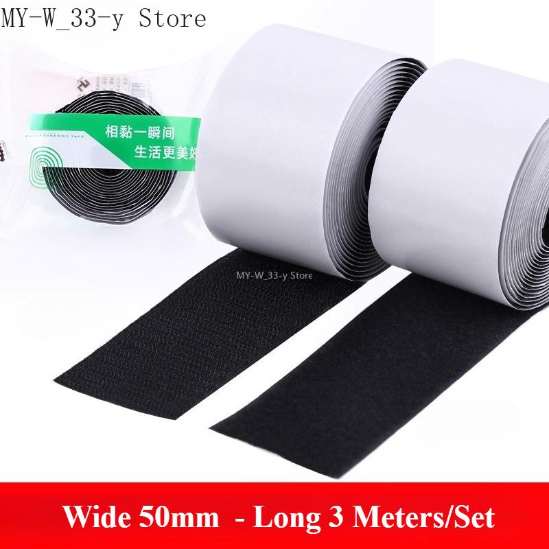 3/25Meter Starkes Selbstklebendes Klettband Haken und Schlaufe Schwarz Weiß Nylon Klettband Klebeband mit Starkem Kleber 25/30/50MM