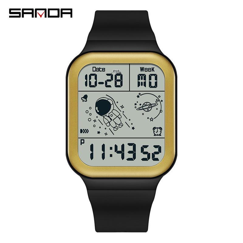 Sanda Astronaut Square Large Screen Unisex Multifunctional Watch with Detachable Strap