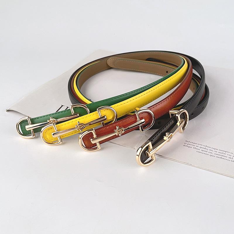 Women's Thin Leather Belt Short Skirt Jeans Women's Belt Versatile Fashion Black Cowhide Women's Style