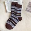 New Autumn Winter Warm Thick Stripes Socks for Women's Color Contrast Imitation Mink Plush Sweet Fluffy Socks Dropshipping