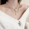 Bowknot Pendant Imitation Pearl Necklace Palace Style Bridal Jewelry Accessories  Gift S