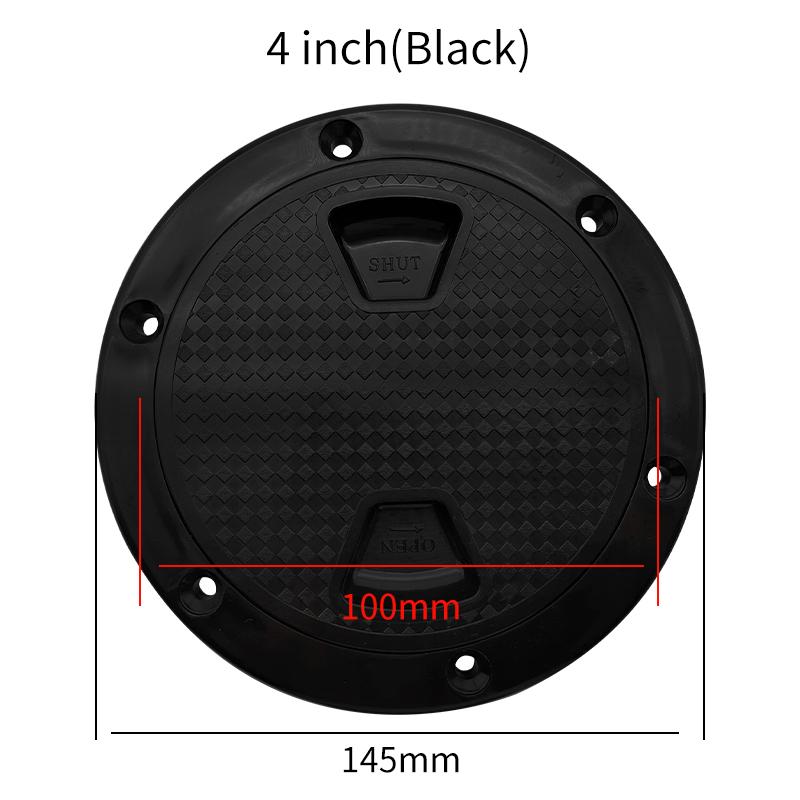 Black 4/6/8 Inch ABS Plastic Round Deck pection Plate Hatch Cover Deck Plate Non Slip for Marine RV Yacht Boat Accessories 4 inch