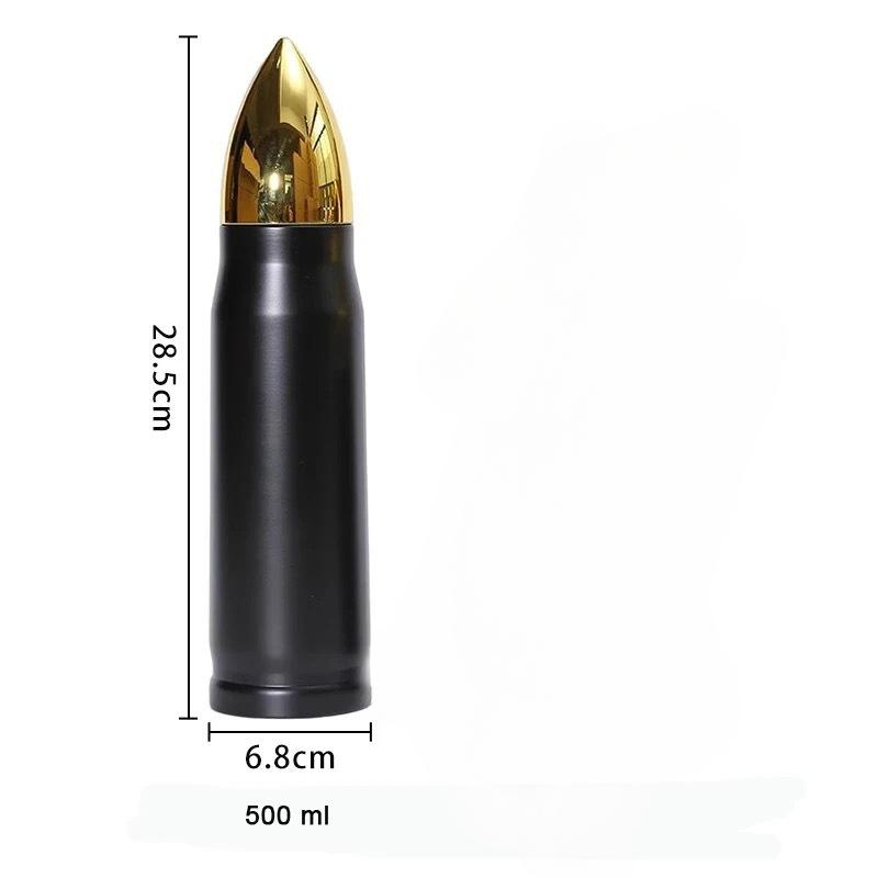 1pcs Water Cup Creative 304 Stainless Steel Bullet Thermos Cup Imitation Cannonball Cup Outdoor Large Capacity Car Rocket Cup